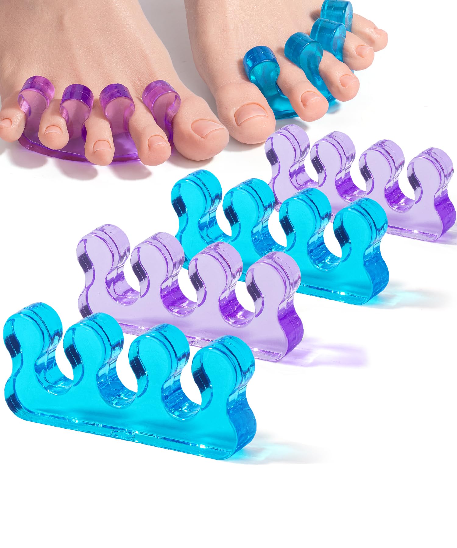 Dr. JK- Toe Separators for Pedicure, 2 Pairs, Blue & Purple, Toe Separators for Women Pedicure