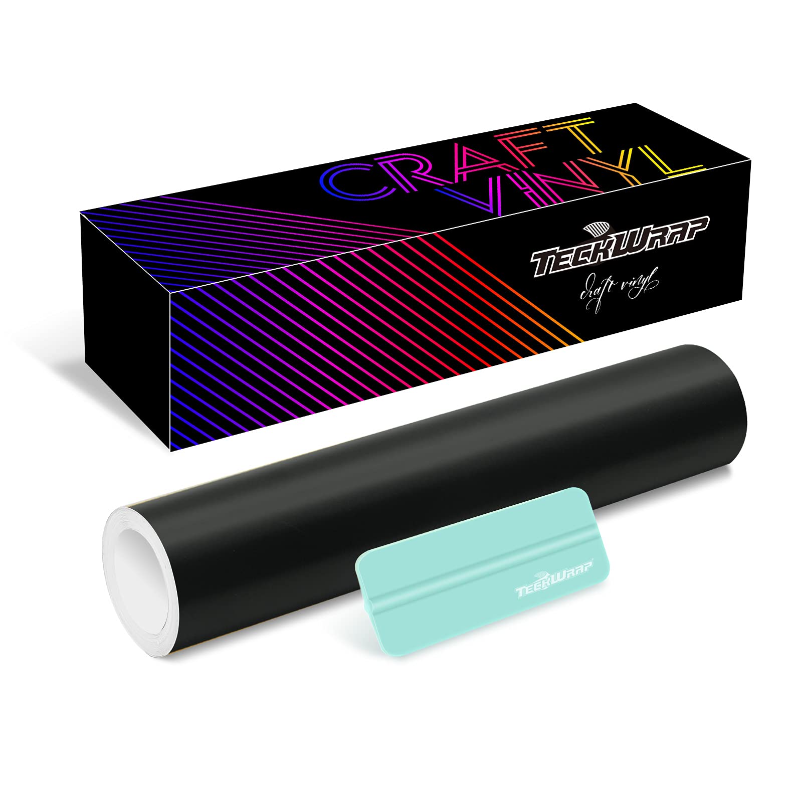 TECKWRAP Permanent Adhesive Vinyl for Craft Decal Projects 12" x 20ft, Matte Black