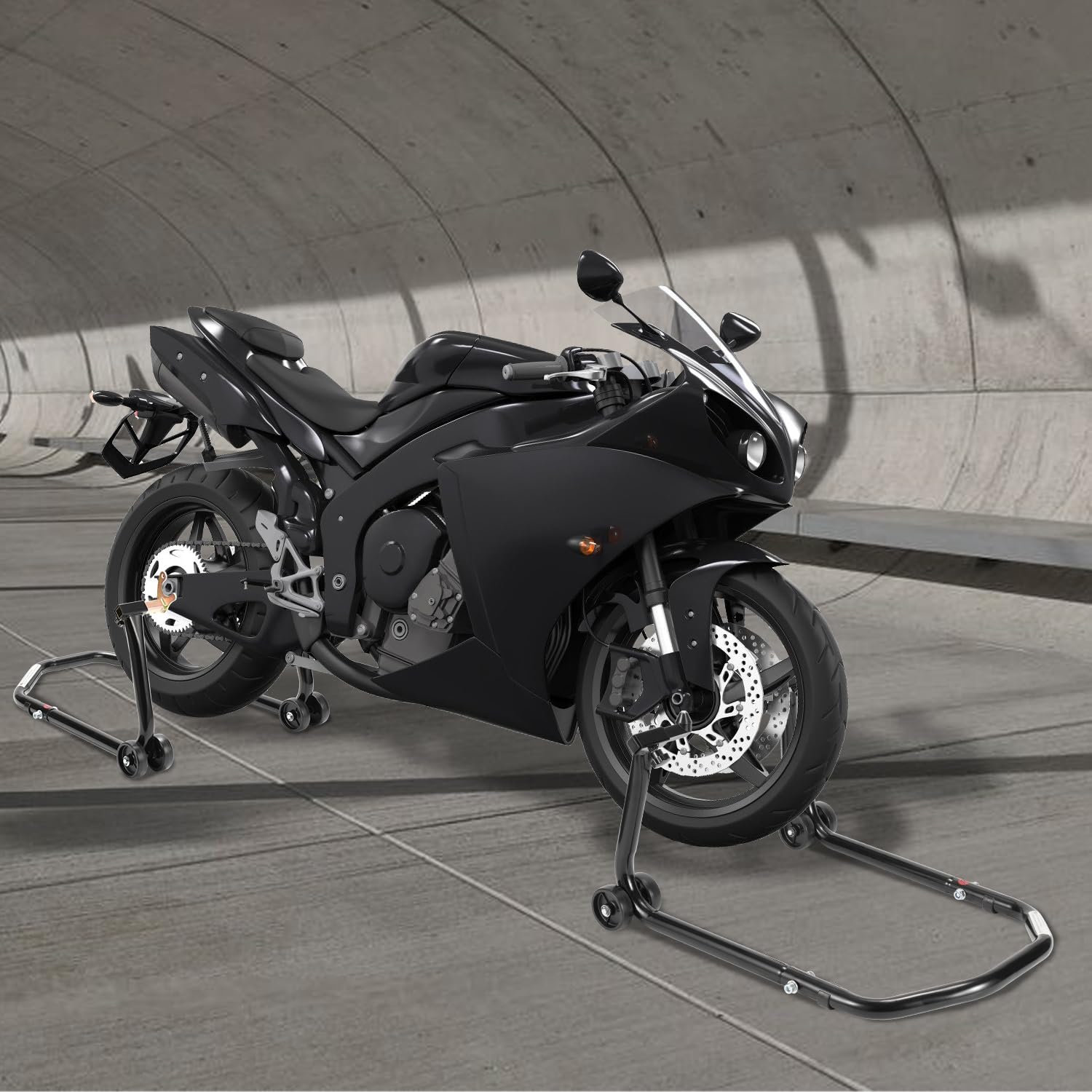 Cavalletto Per Moto Anteriore - Sollevatore Regolabile In Acciaio | Supporto Per Manutenzione Fino A 300 Kg - Foto 7