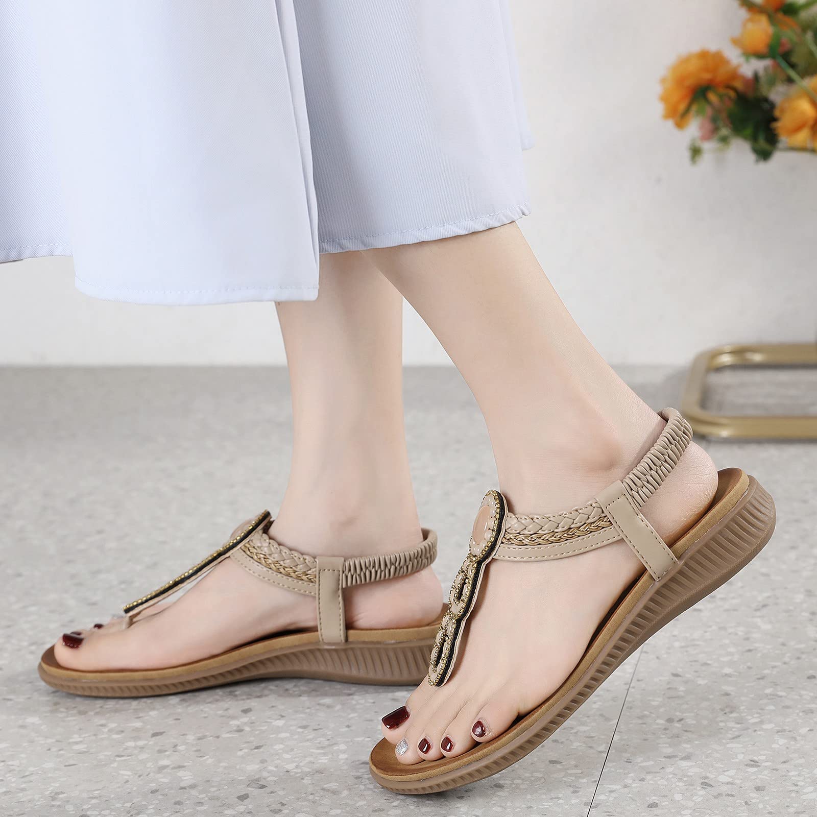 BAtlam Sandali da Donna, Zeppe, Sandali Elastici, Sandali da Spiaggia, Infradito,C,40