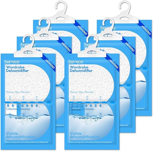 bemece Paquete de 6 bolsas deshumidificadoras, absorbentes de humedad colgantes, deshumidificador para armarios, dormitorios, baños, sótanos,