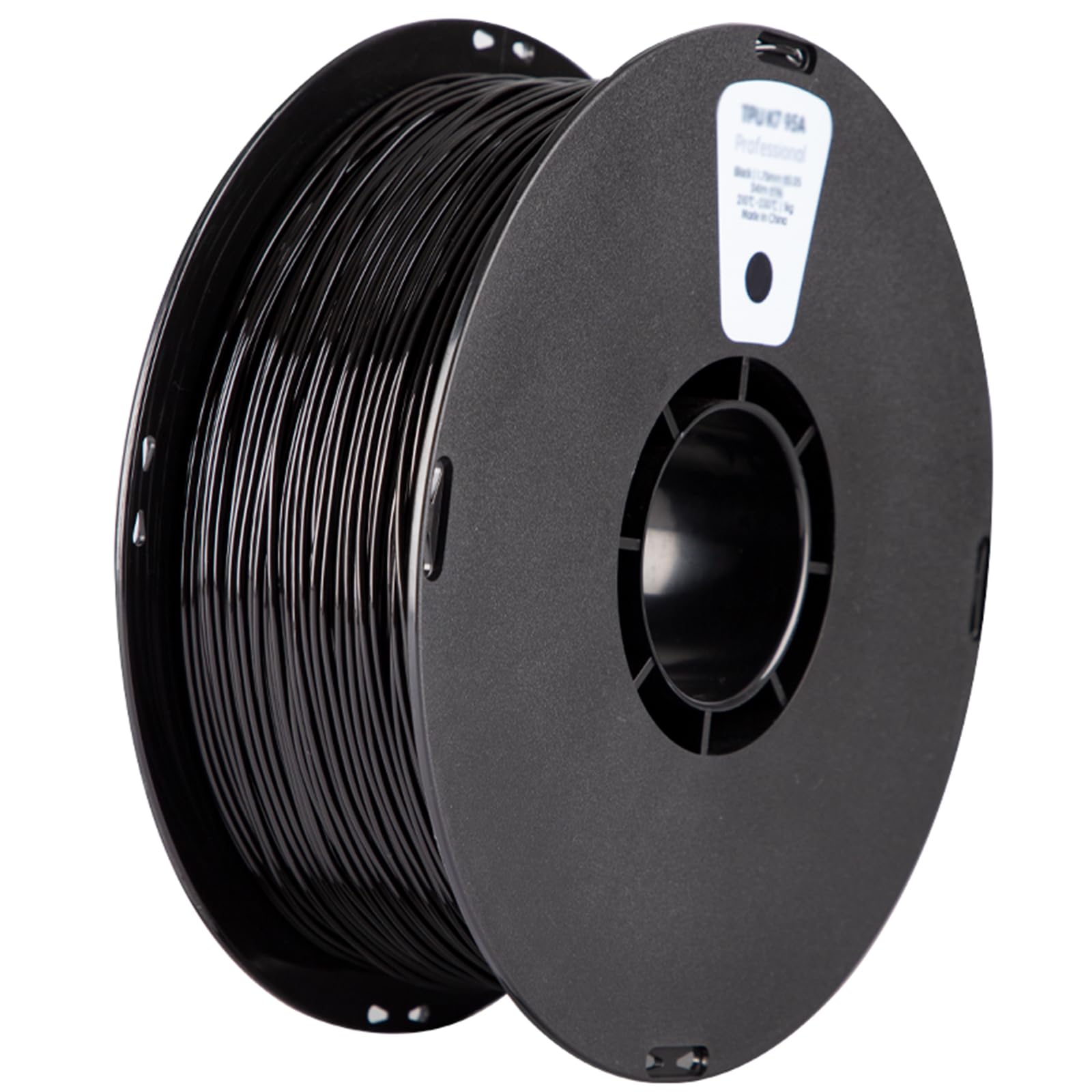 TPU 72D Filament 1,75 mm, Flexibler Hartdrucker, weiß, 1 kg Spule, ±0,05 mm Genauigkeit(Black)