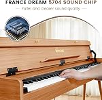 88 Key Digital Piano Keyboard for Beginners, Fully Weighted Wooden Electric Piano with Triple Pedal, Headphone, Supports MIDI Connecting, French Dream Sound Source
