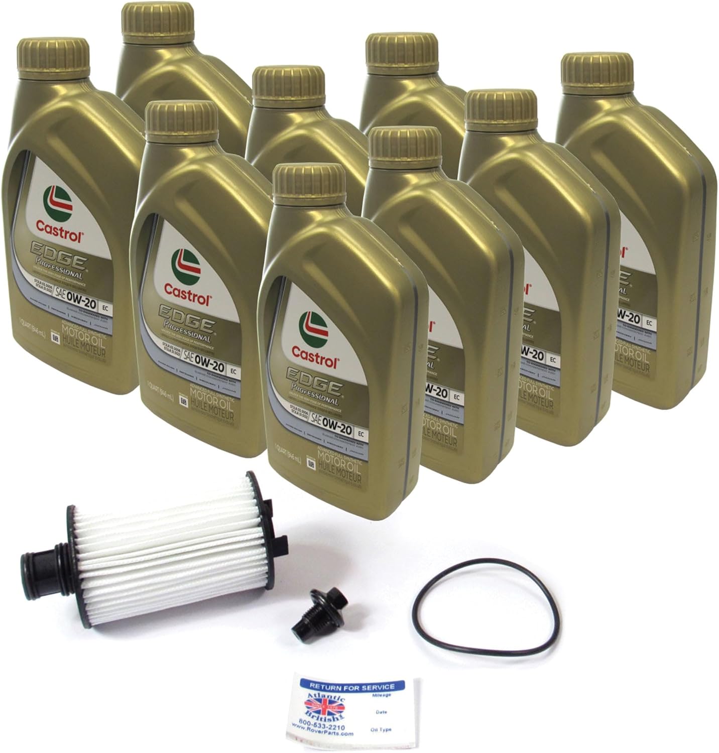 Complete Oil Change Kit Compatible with Land Rover LR4, Discovery 5 & Range Rover Sport & Full Size, Includes MAHLE Cartridge Oil Filter & Seal, 9 Quarts Genuine OE 0W-20 Oil & Reminder Cling