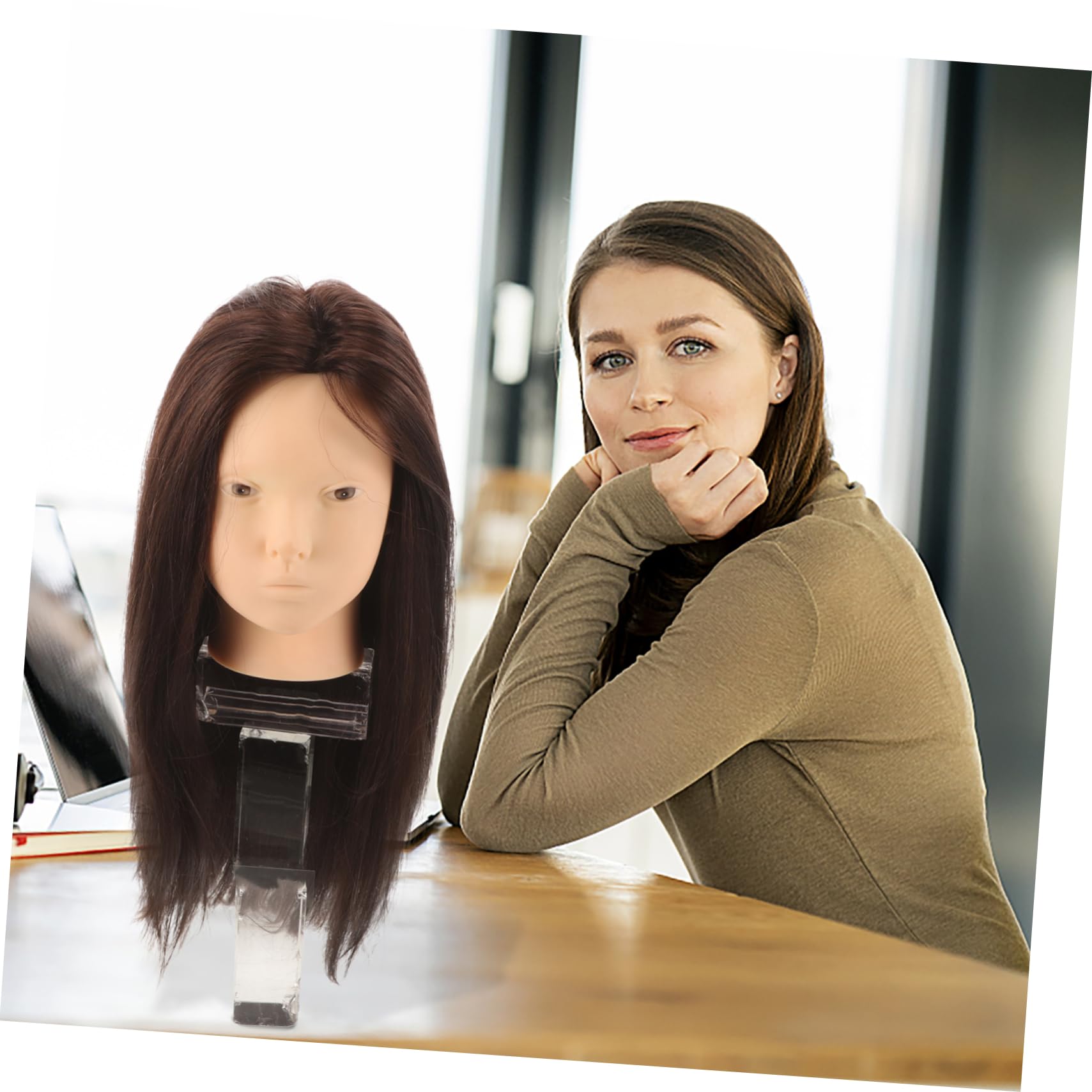 Beavorty 2 Sätze Frisurmodellkopf Perücken Puppenkopf Schaufensterpuppe Haarübungsleiter Haar Mannequin Kopf Kopfpuppe Mit Haaren Köpfe Für Die Kosmetik, Echthaar Gemischte Seide