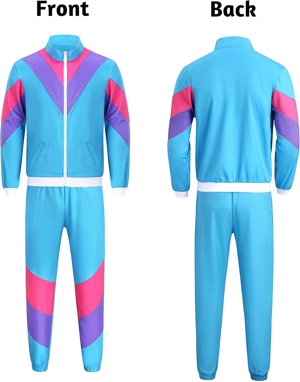 Seawhisper 80s 90s Outfit for Men Women Retro Track Suits Hip Hop Halloween Costume - Image 3