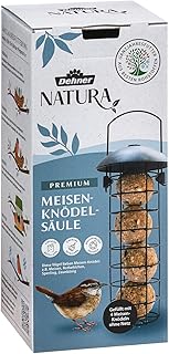 Dehner Natura Premium Wildvogel Futtersäule, Meisenknödelsäule gefüllt, inkl. 4 Meisenknödel, ganzjähriges Wildvogelfutter fettreich / energiereich, hochwertiges Vogelfutter für Wildvögel,ca. Ø 7 cm product image