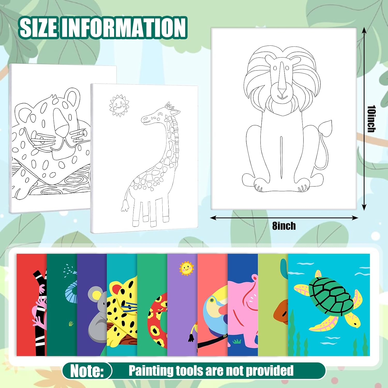 FYSUIMU 20Pcs Pre Drawn Canvas for Painting for Boys Girls Animal Pre Printed Canvas with Pictures to Paint Gift for Kids Beginners Students DIY Paint Art Supplies, 8 x 10 Inch