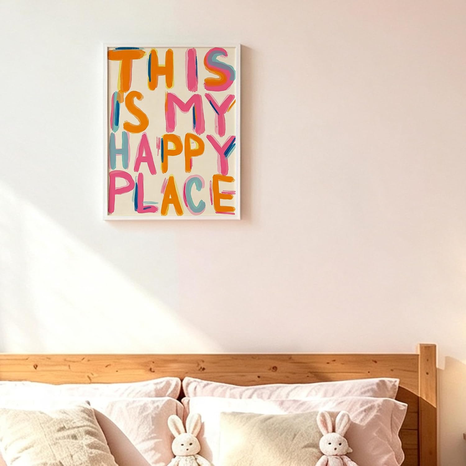 Colorful Happy Quote Wall Decor Modern Typography Canvas Print Unframed image 5