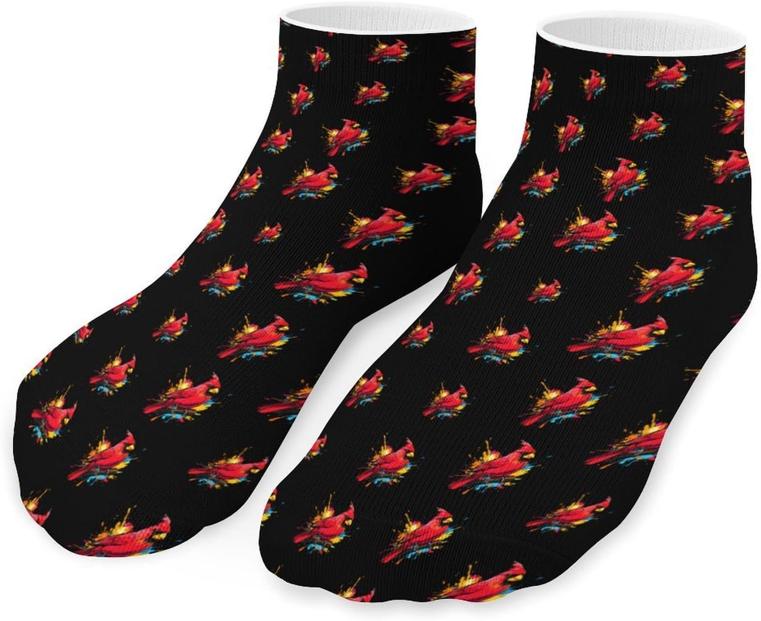 Colorful Bird Cardinal 5 Pairs Low Cut Ankle Socks Casual Liner Sock No Show Invisible Socks for Men Women