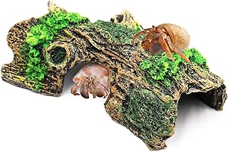 Hermit Crab Climbing Toy, Aquarium Betta Fish Hideout Caves, Resin Hollow Tree Trunk Ornament, Tank or Aquarium Decorations, Climbing and Hide Toy for Reptile Lizard Newt Hermit Crab