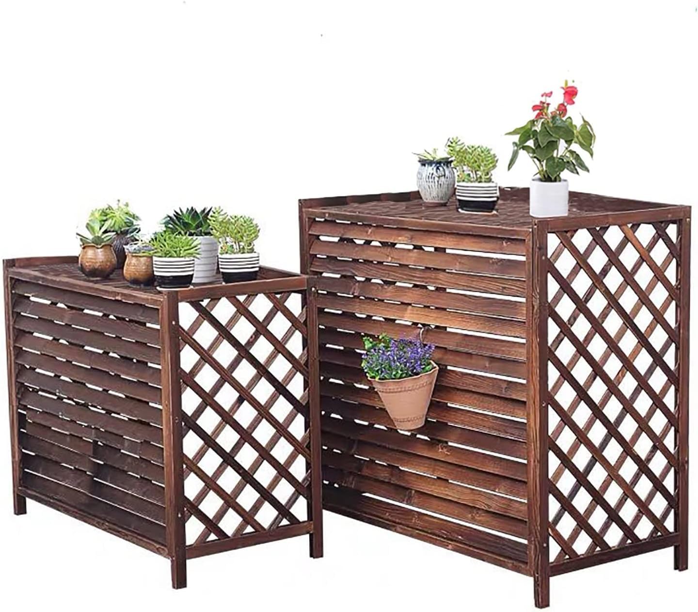 Housse pour climatiseur extérieur en bois massif de pin pour embellir et protéger votre terrasse
