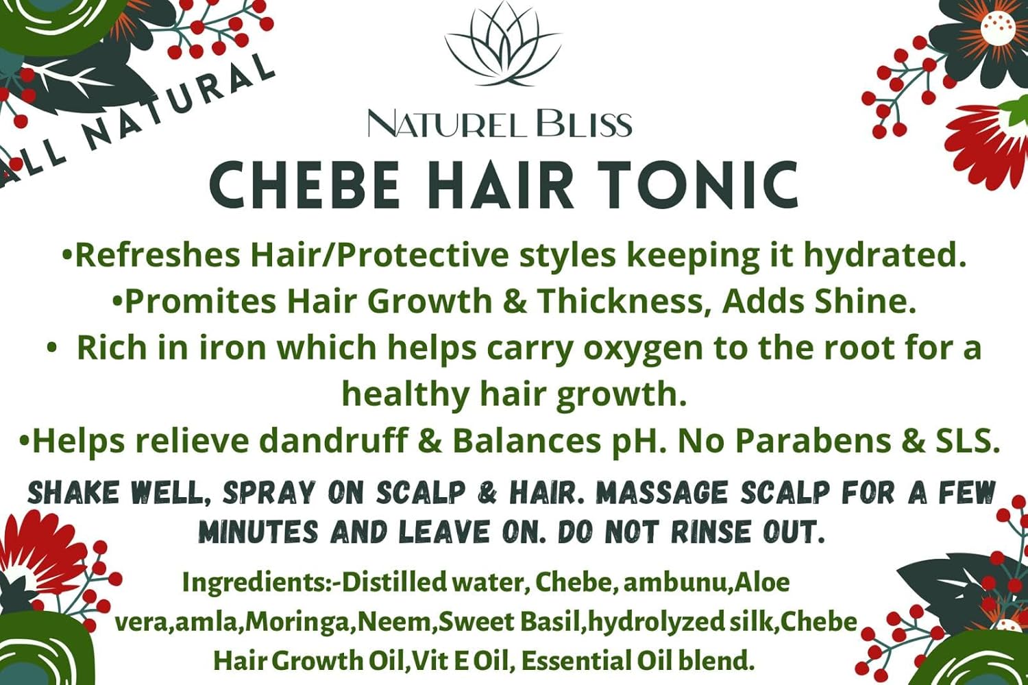 Croton Zambesicus Hair Growth Tonic & Ayurvedic Herbs Spray (8 oz)