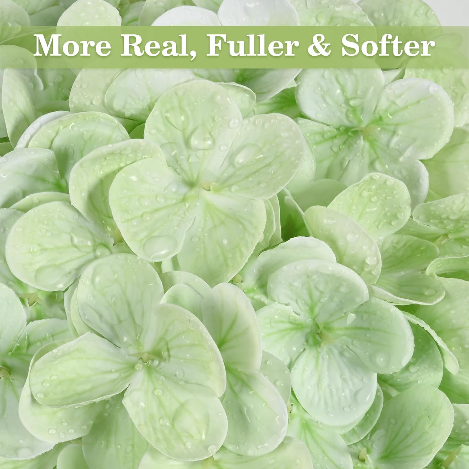 Artflower 4Pcs Real Touch Hydrangea Artificial Flowers, 22.5'' Light Green Full Latex Faux Hydrangea Flowers for Home Floral Arrangements Wedding Bouquets Kitchen Table Centerpiece Decorations - Image 2