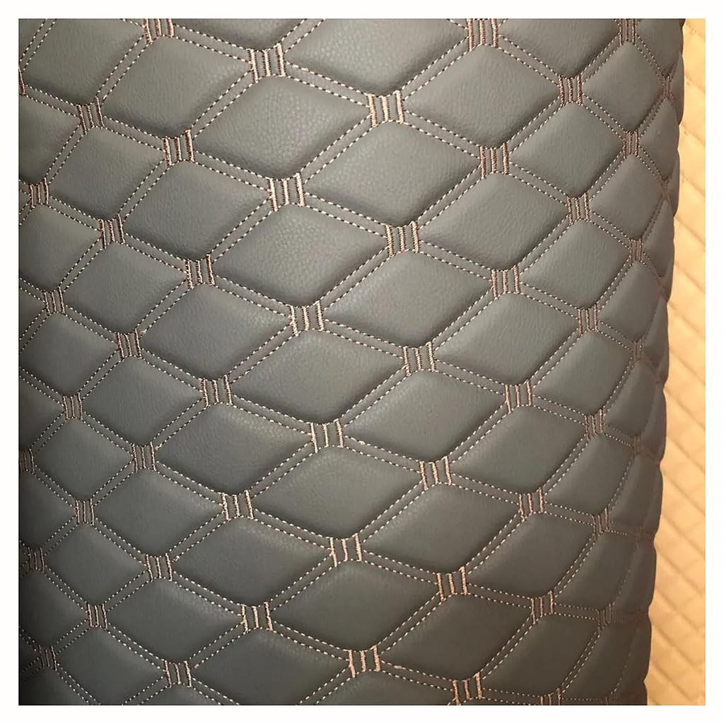Diamond Quilted Foam Faux Leather Vinyl Fabric Upgraded Non Slip Backed DIY Automotive Headliner Furniture Upholstery Headboards Fabric 63" Wide(Dark