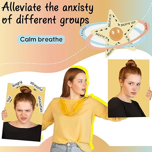 Miniatura 10 de Fulmoon 120 calcomanías sensoriales para la ansiedad, con función de respiración, calcomanías reutilizables para adultos y niños, con tiras