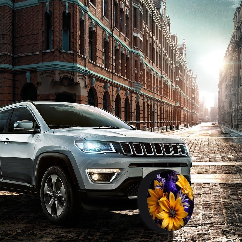 28"-34" Thickening Spare Tire Cover Eco-Friendly Flowers Waterproof Leather Tire Wheel Cover for Trailer Jeep RV SUV