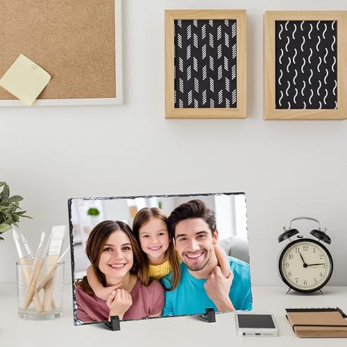 Miniatura 6 de 4 piezas de sublimación de pizarra en blanco rectangular personalizada, marco de fotos de pizarra de piedra mate de transferencia de calor con