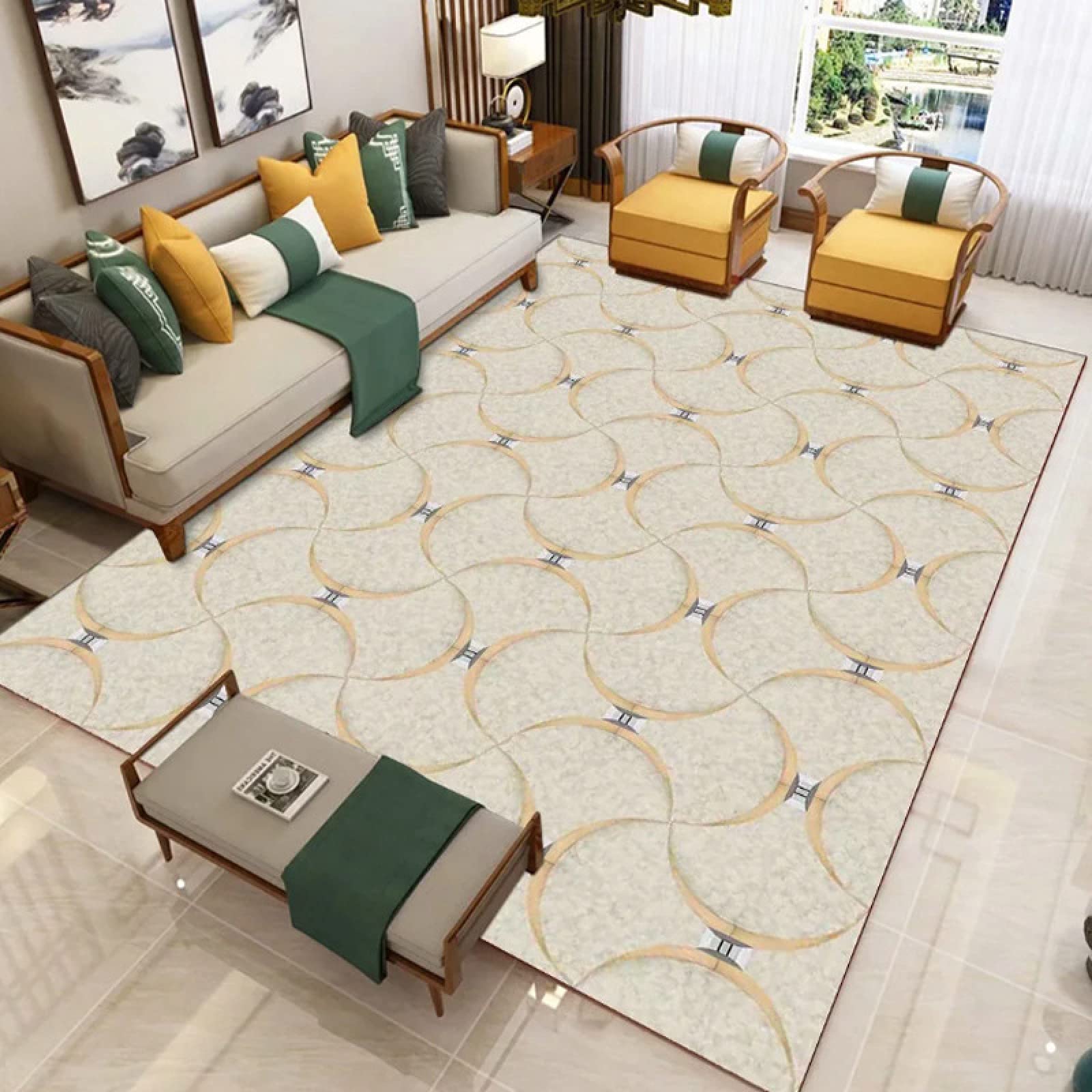 Tapis scandinave lavable en peluche 140x200 cm avec dossier antidérapant