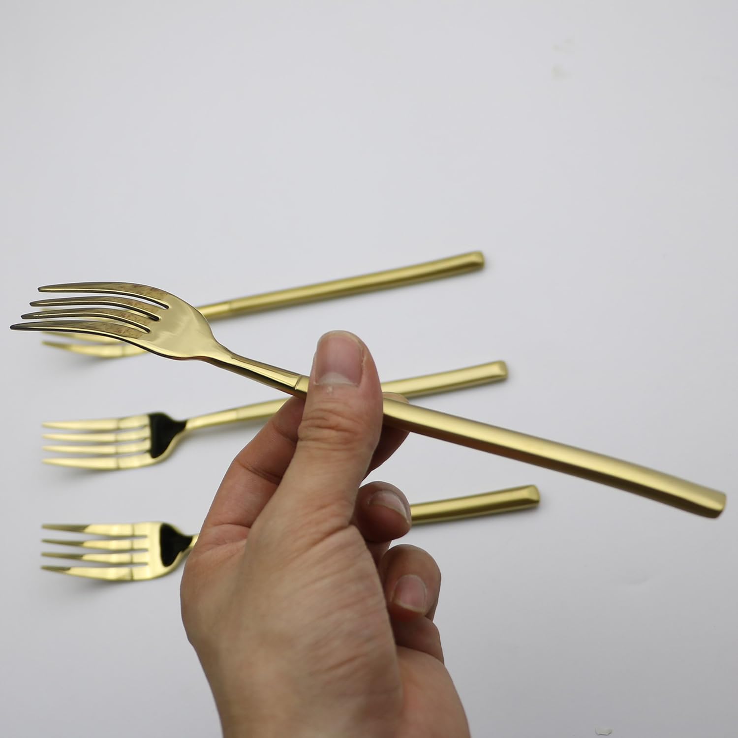4 Piece 18/10 Heavy Duty Stainless Steel Dinner Fork, Mirror Gold