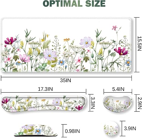 Miniatura 70 de ARTSO Juego de alfombrillas de mouse grandes para juegos, soporte para reposamuñecas para teclado + cojín de muñeca para mouse + alfombrilla de