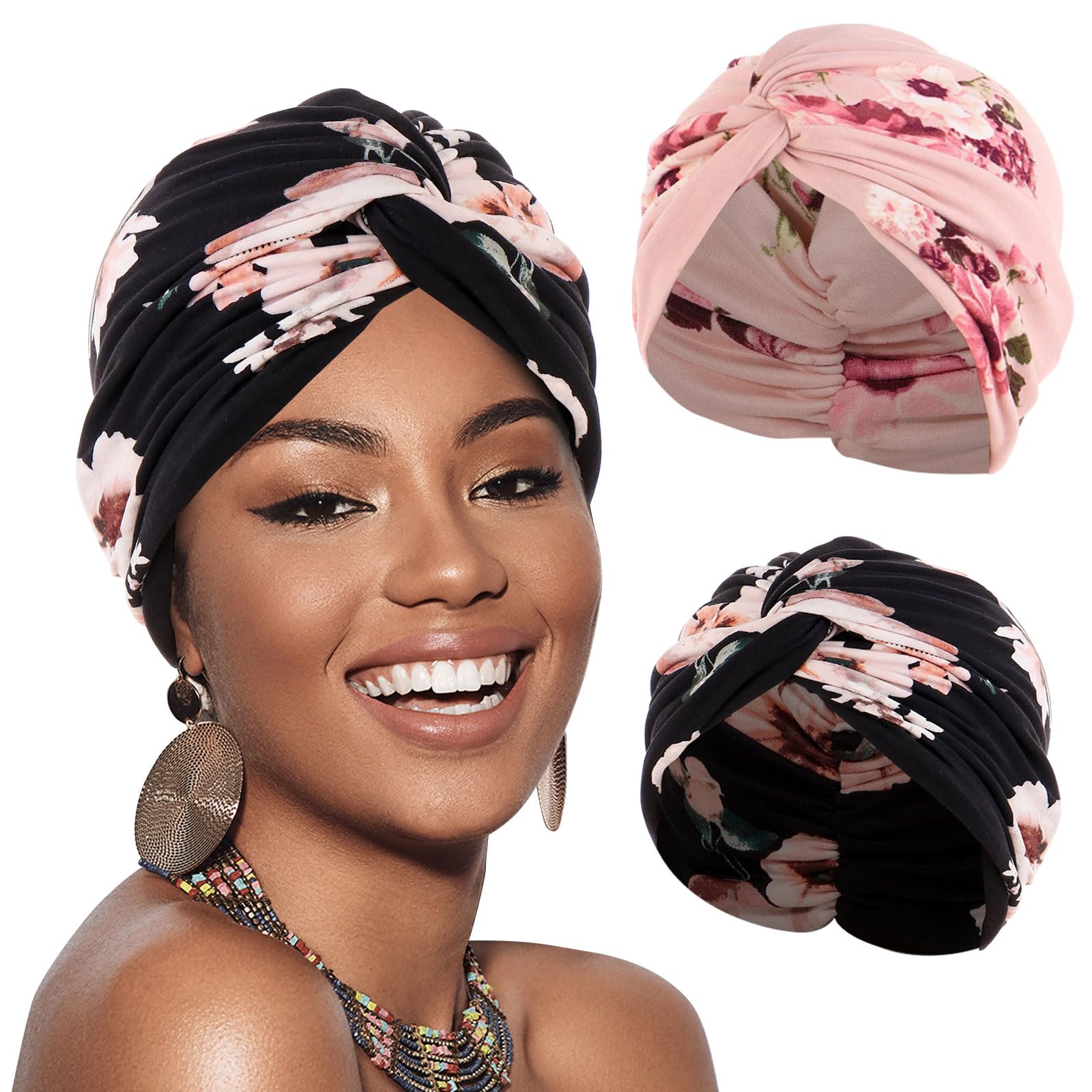 XEPST Turbantes para Mujer, 2 Piezas Pañuelos Quimioterapia Gorros Oncologicos para Mujer