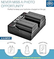 Vista 3 de BM - Paquete de 2 baterías LP-E6N y cargador de batería dual para cámaras Canon EOS R, 90D, 60D, 70D, 80D, 5D II, III, IV, 6D, 7D, 7D Mark II, XC10