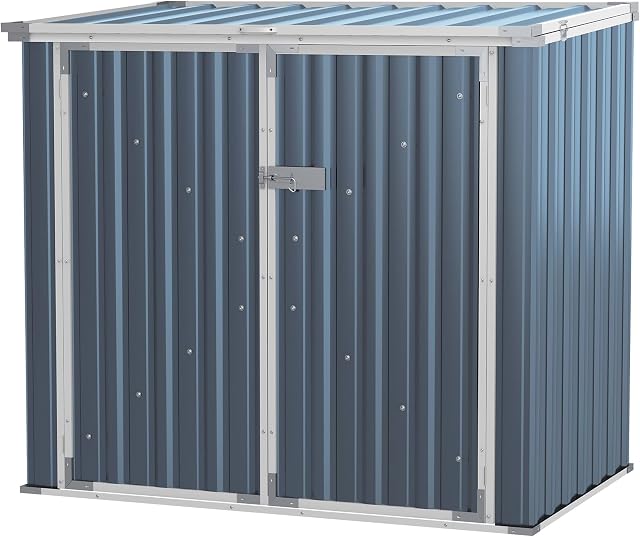 Outsunny 5ft x 3ft Garden 2-Bin Steel Storage Shed, Double Rubbish Storage Shed, Hide Dustbin w/Locking Doors and Openable Lid