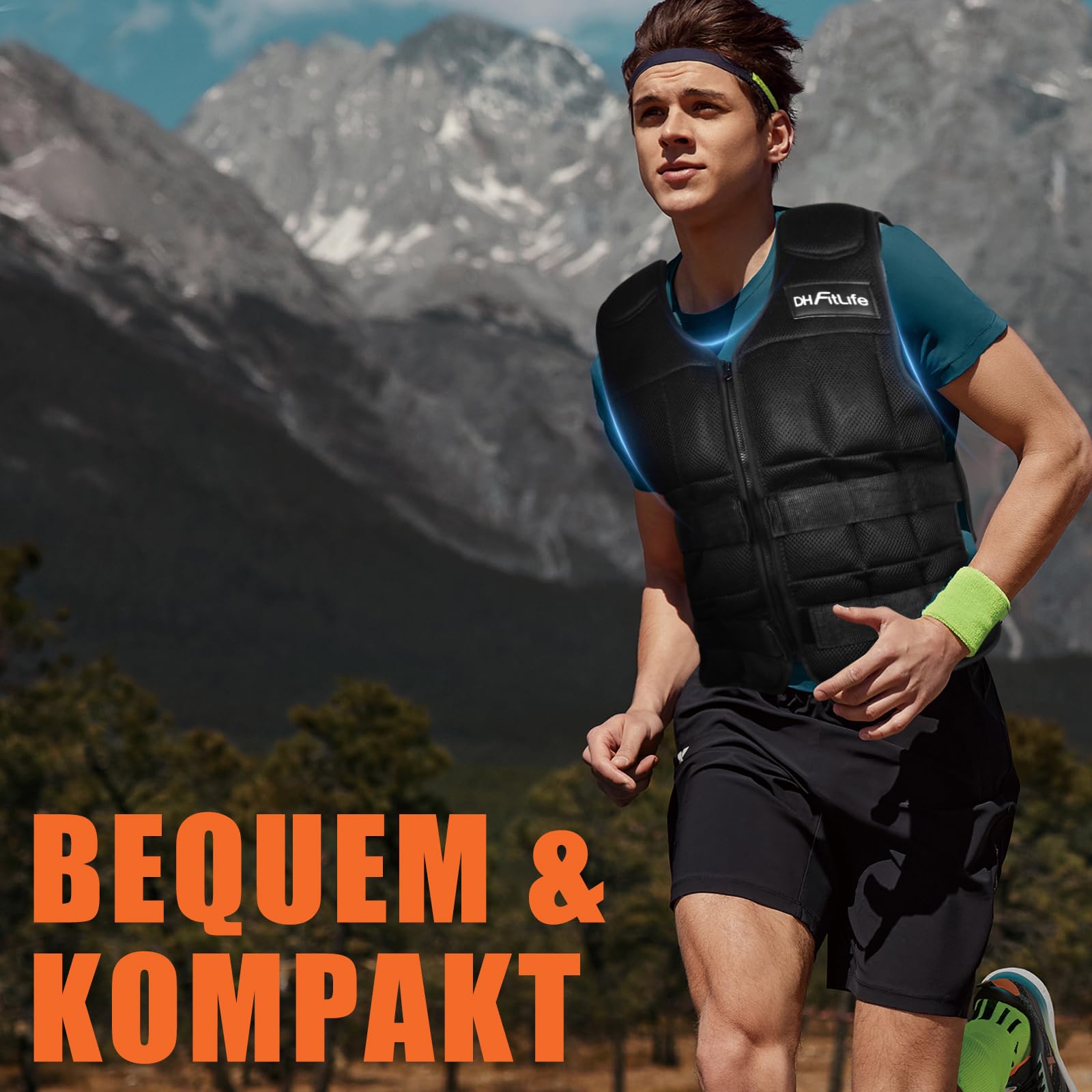 DH FitLife Verstellbare Gewichtsweste 10/20/30KG zum Muskelaufbau u. Krafttraining | Weighted Vest | Laufweste Damen Herren | Fitness Trainingsweste