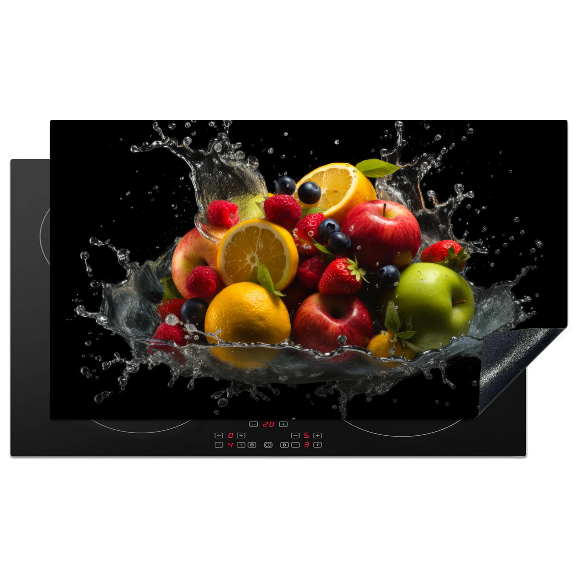 KitchenYeah© Induction Hob Protector Mat 20.3"x35.3" / 89.6x51.6 cm Cooker Top Protectors Cover Ceramic Covers Electric Hobs Vinyl Fruit - Apple - Orange - Red - Water