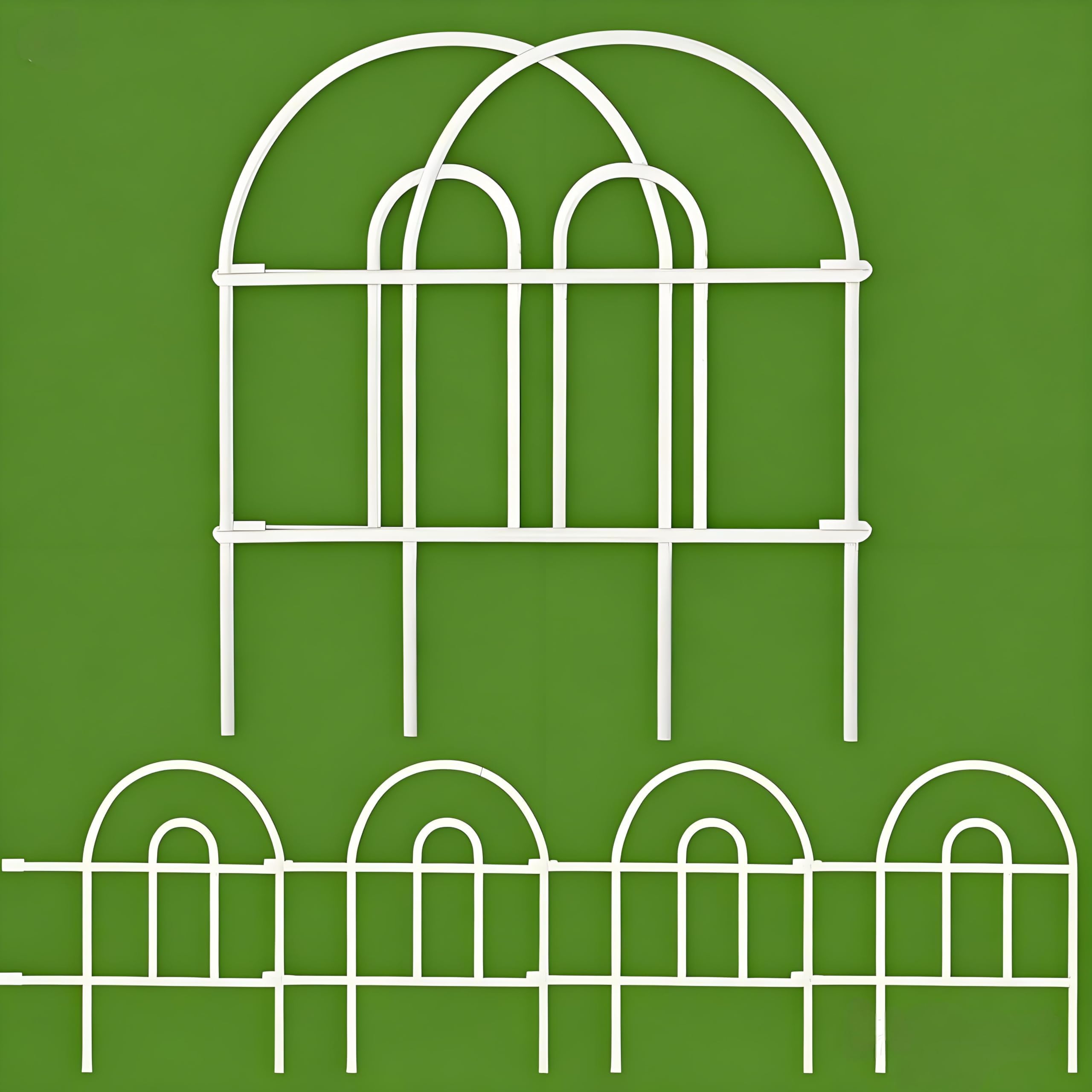 Amagabeli Garden Home-Decorative Garden Fence-Rustproof Iron Landscape Wire Folding Fencing Ornamental Border Edge Section Edging Patio Flower Bed Outdoor -45 CM(H) x43 CM(W)-35 Panels- White