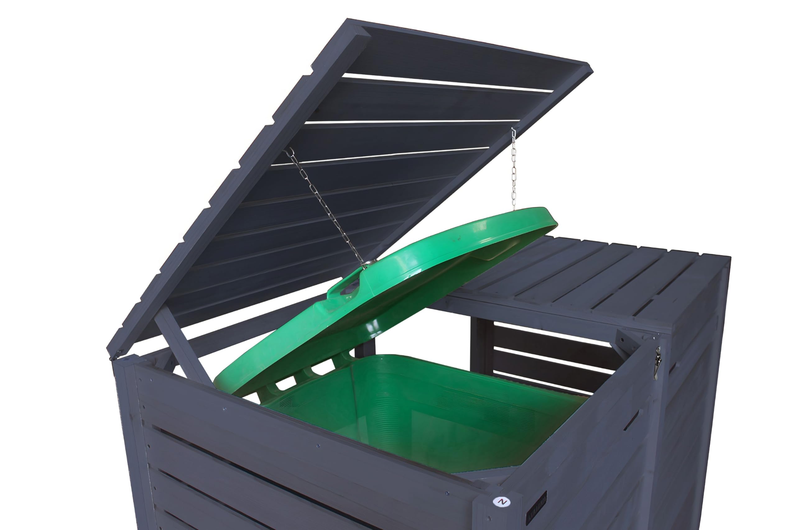 Mülltonnenbox Heide Mülltonnenverkleidung Mülltonnecontainer Holz imprägniert in anthrazit 120L - 240L vormontiert (2 Tonnen)