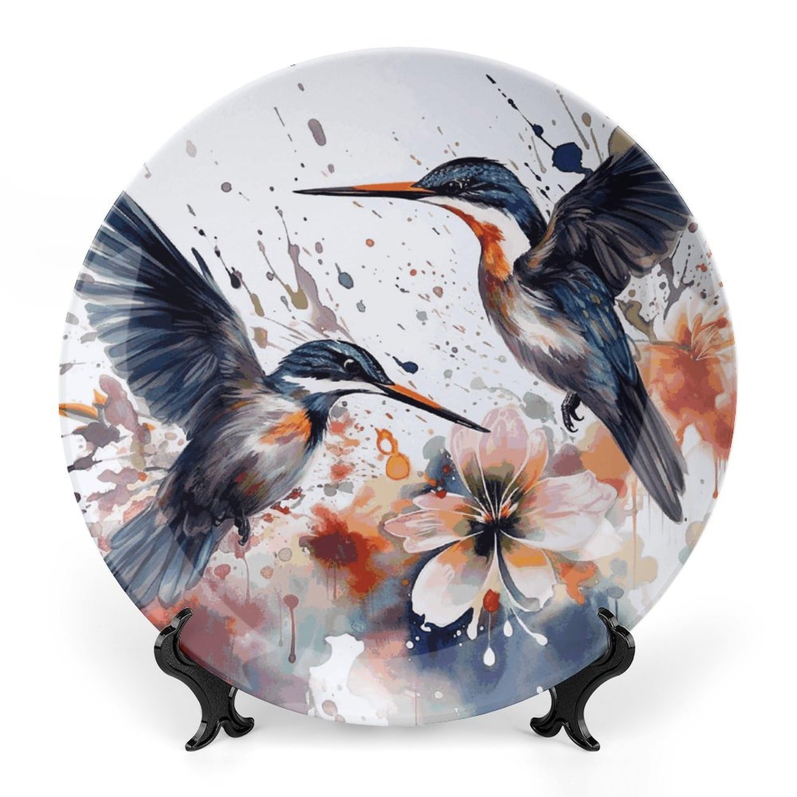 Assiette en porcelaine fleurs de lys 25cm pour dessert et salade