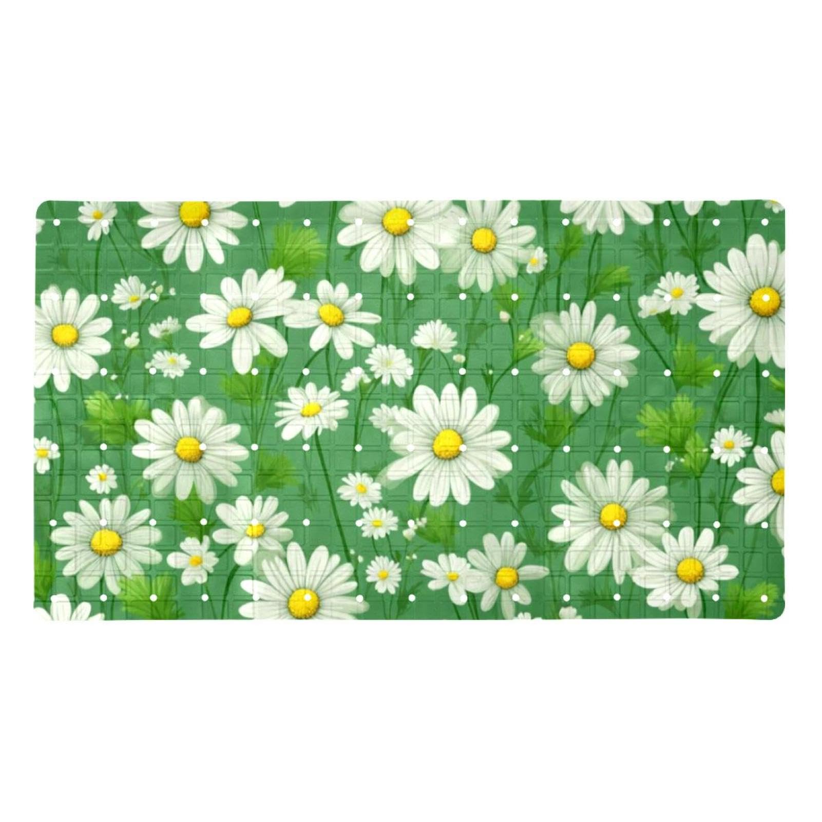 Alfombrilla de bañera Fresh White Daisies para baños familiares seguros y modernos