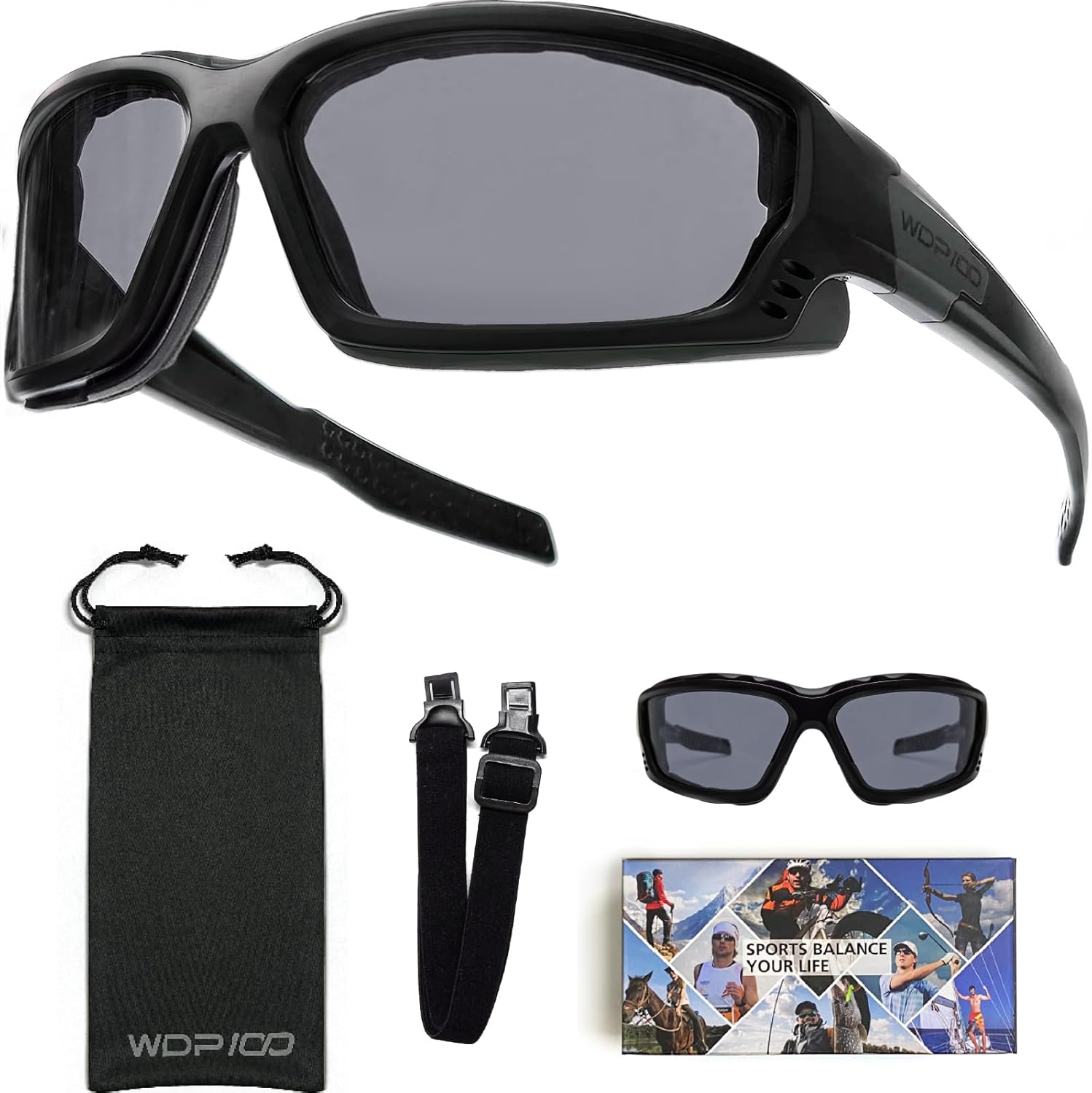 Motorcycle Riding Glasses Inner Foam Gasket Goggles with Strap for Powersports UTV Windproof GK20