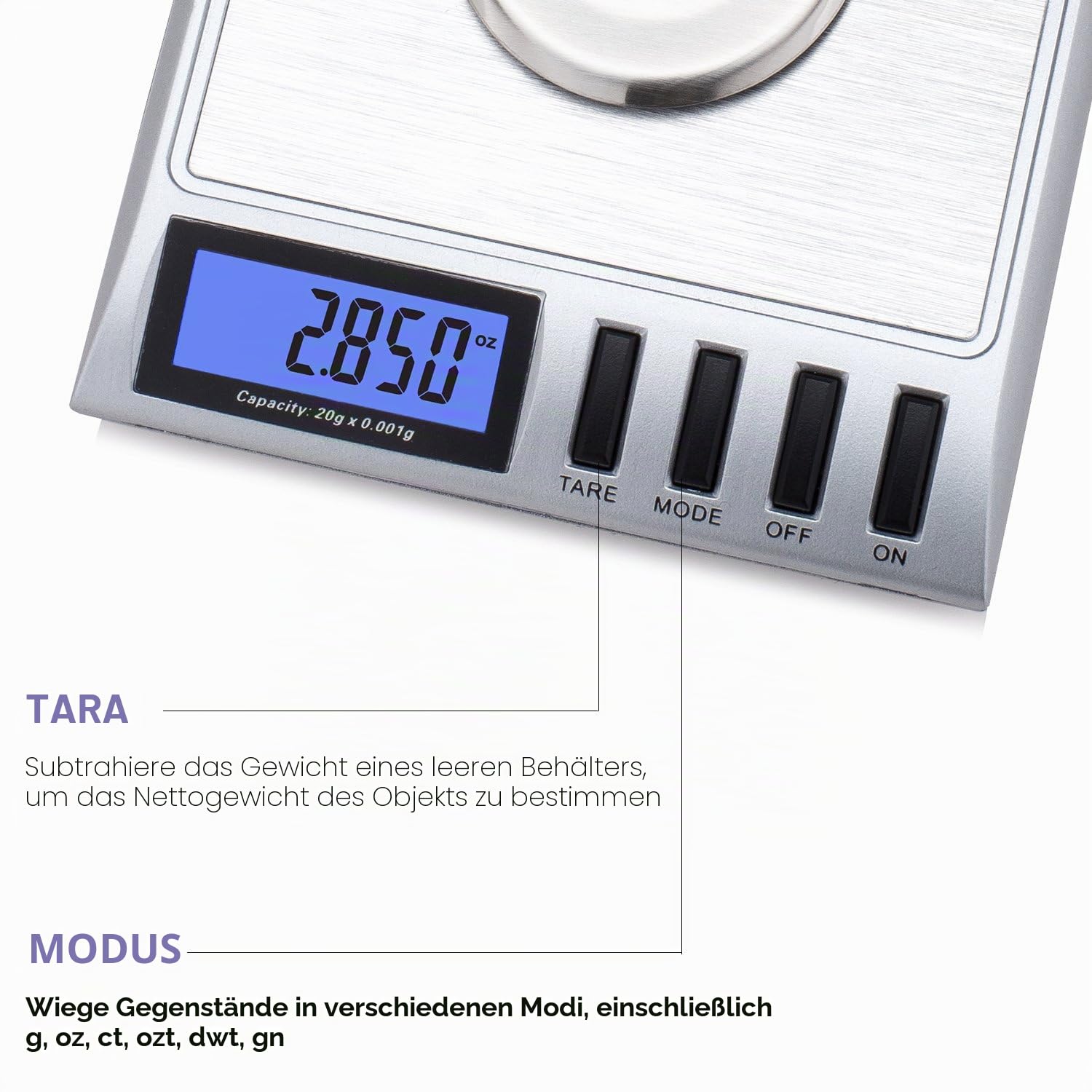 Smart Weigh Digitale Taschenwaage, Feinwaage, Goldwaage, 20 x 0,001 g, Mit Tara-Funktion, Kalibriergewichte Und Pinzette Sind Inbegriffen