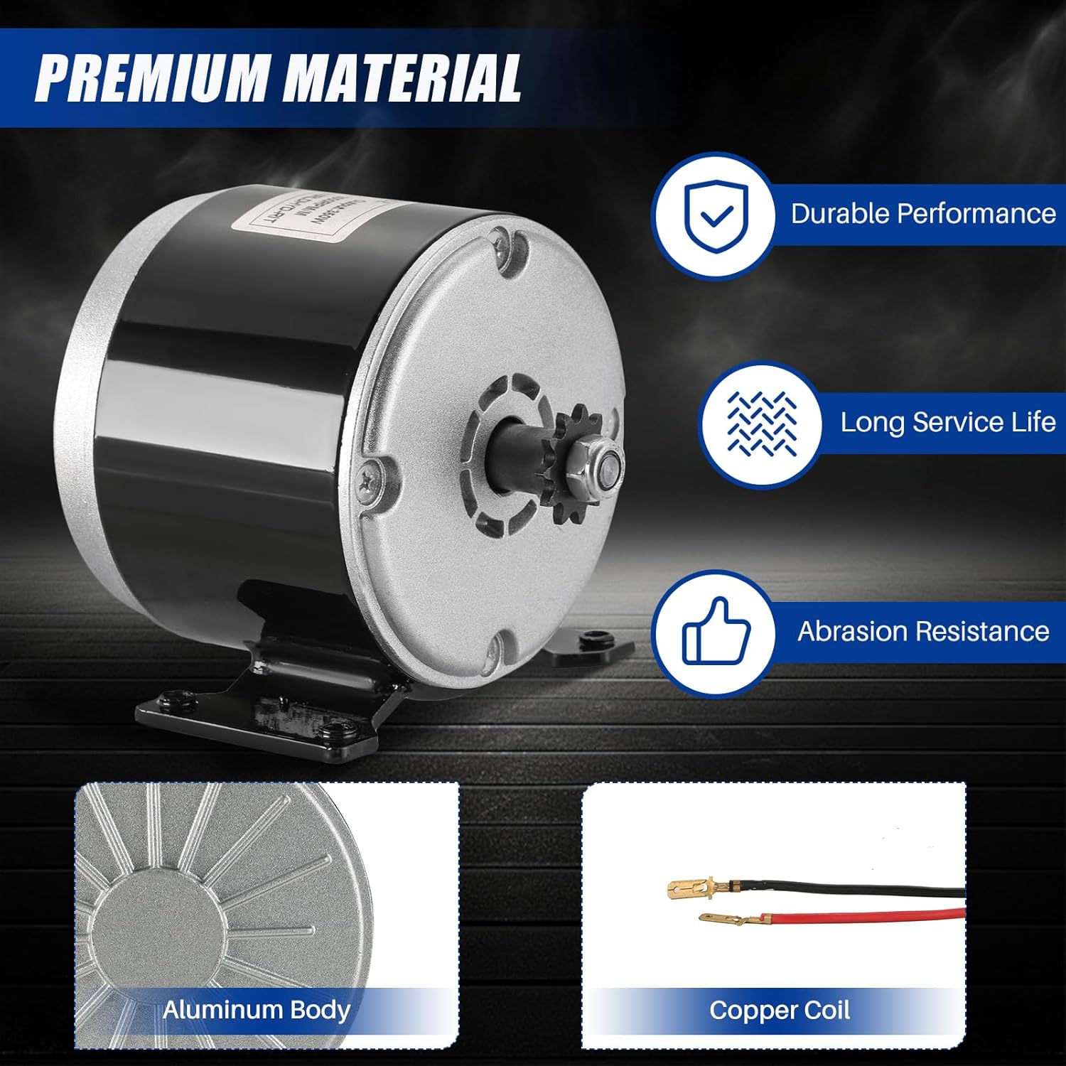 MYFULLY 24V DC 350W Brushed Permanent Magnet Electric Motor Generator Small Electric Scooter DC Motor 2800RPM for Electric Scooter Drive Speed Control, E-Bike, Wind Turbine PMA Generator (350, Watts)