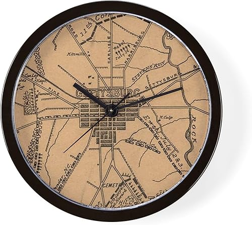 CafePress Reloj de pared vintage de Gettysburg Battlefie de 10 pulgadas para sala de estar, cocina u oficina