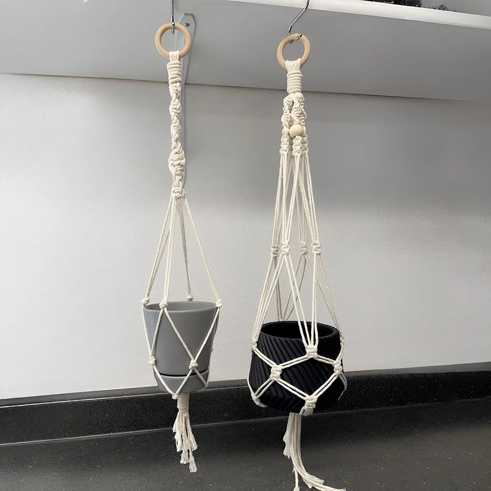 DIY-Makramee-Strickset 100 Stück Makramee-Sets for Anfänger, Baumwoll-Makramee-Kordel mit Holzperlen und Ringen, Holzstäbchen, Metallringen, Makramee-Zubehör Für Die Heimdekoration