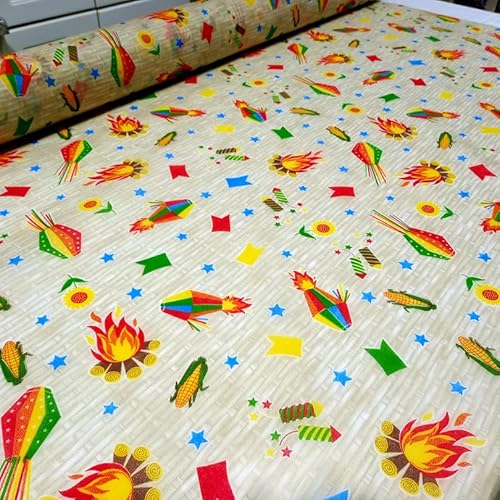 Tnt Estampado Festa Junina Caipira Palha 1,00m X 1,40m.