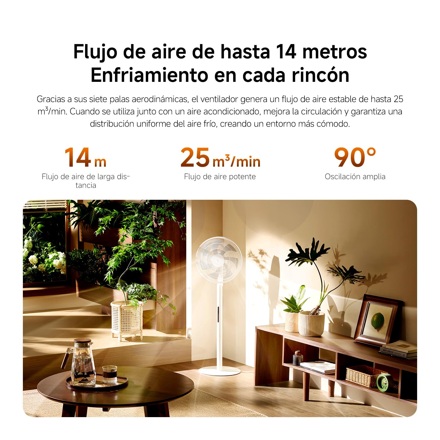 XIAOMI Smart Standing Fan Pro Slim, Ventilador DC Silencioso con Mando | Ventilador inteligente DC con 8 modos, 100 velocidades por App. Ventilador de suelo y mesa con USB-C y estuche para camping.