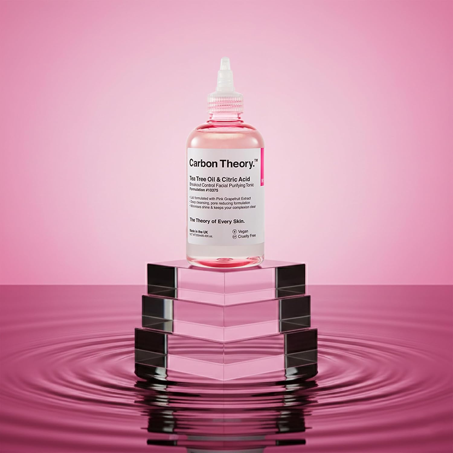 Carbon Theory Anti-Breakout Face Toner for Oily Skin, Deeply Cleanses, Minimises Shine and Helps Reduce Enlarged Pores with Pink Grapefruit Extract 250ml