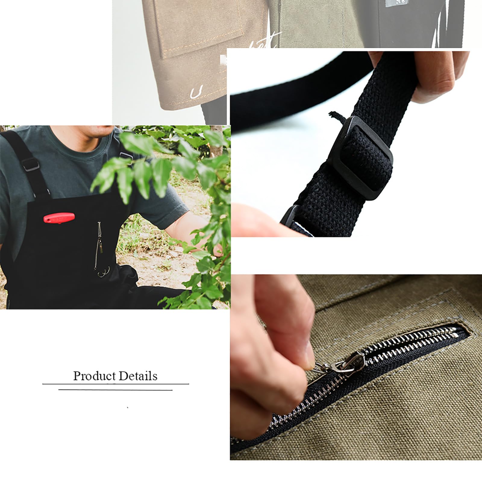Tabliers en Toile Imperméable Lourd avec 5 Poches, Tablier De Travail Multifonctionnel Réglable pour Jardin, Atelier D'artisanat Et GarageBlack,One Size