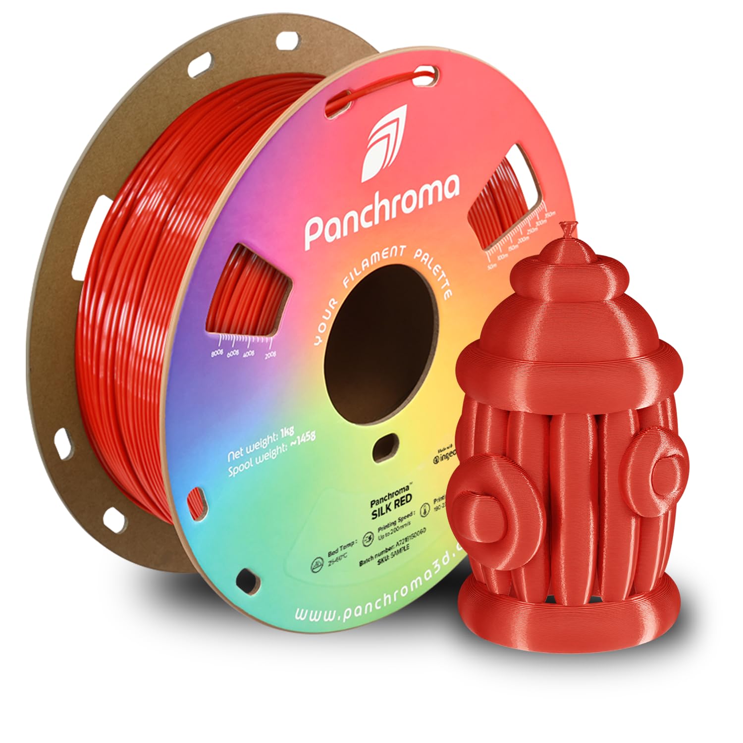 Polymaker Panchroma Silk PLA Filament 1.75mm 1kg, Shiny Red, New and Improved Formula, Better Strength, Printing Speed and Clog-Free. Works in Most FDM and Multicolor 3D Printers.