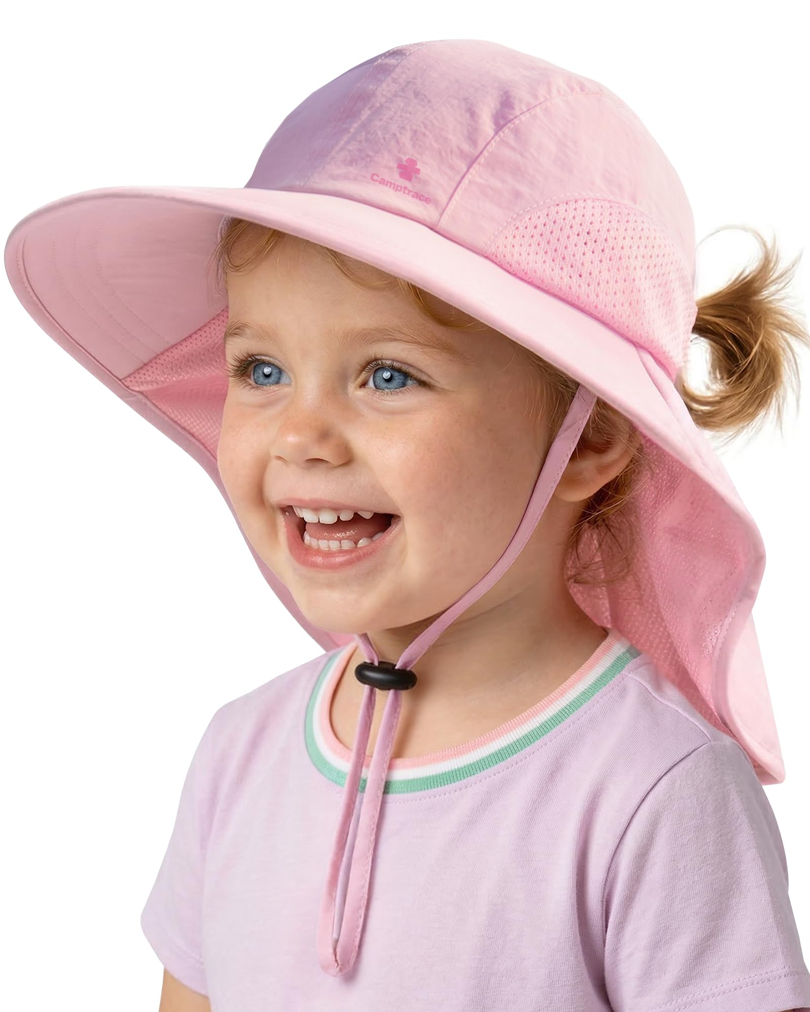 Toddler Kids Sun Hats with Neck Flap UPF 50+ UV Protection Wide Rigid Brim Boys Girls Beach Swim Sunhat