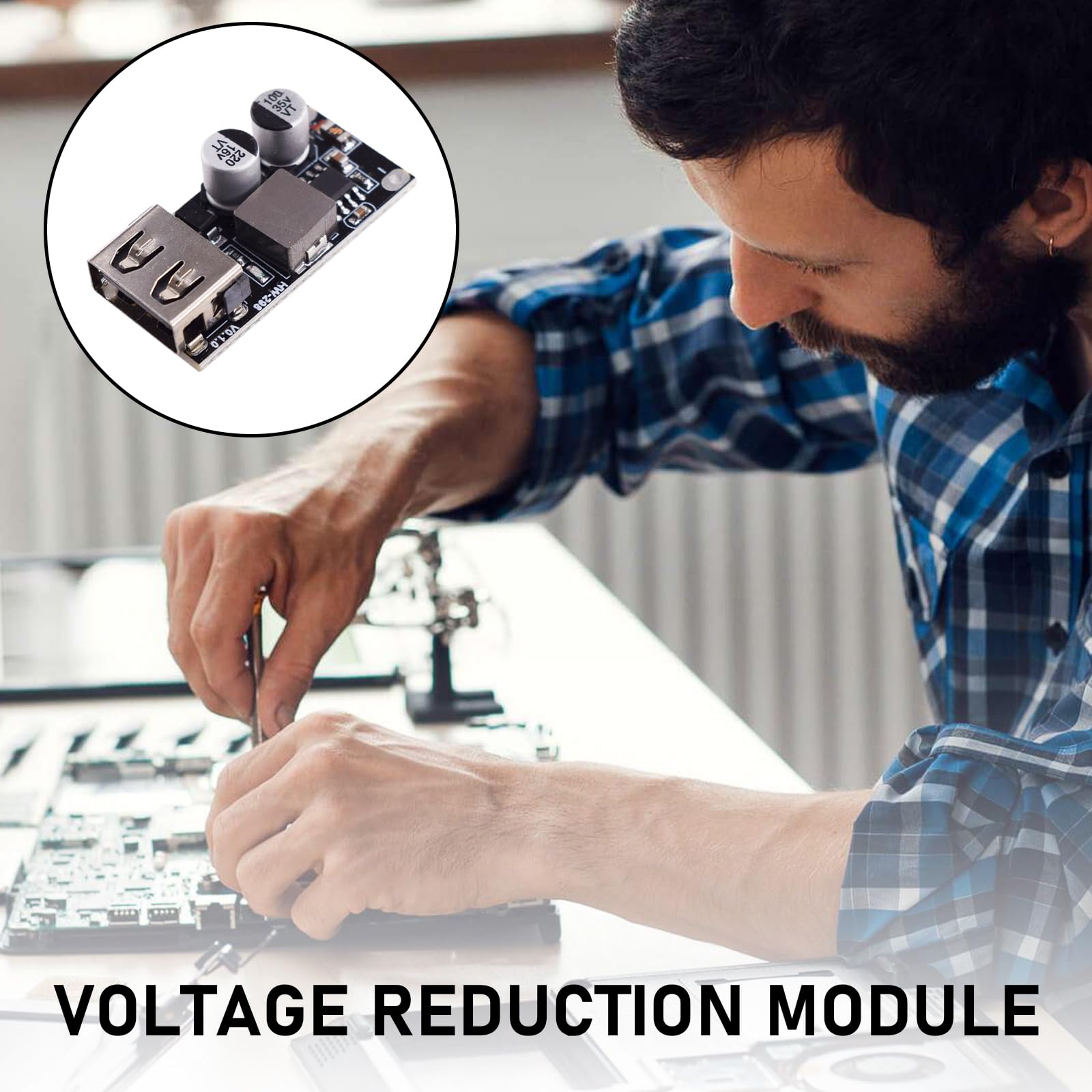 kobeIeen USB DC12V 24V Step Down Module, 24V/12V to 5V QC3.0 for Quick Charging Board Module Power Module