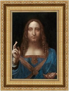 ELITEART- Salvator Mundi by Leonardo Da Vinci Oil Painting Reproduction Giclee Wall Art Canvas Prints Framed Size:34"x 25"
