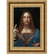 ELITEART- Salvator Mundi by Leonardo Da Vinci Oil Painting Reproduction Giclee Wall Art Canvas Prints Framed Size34"x 25"