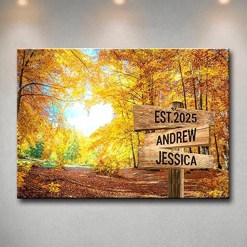 Miniatura 18 de Rótulo de calle vintage personalizado en lienzo para parejas – Arte de pared en cruz con nombre y fecha personalizados, póster o impresión en lienzo