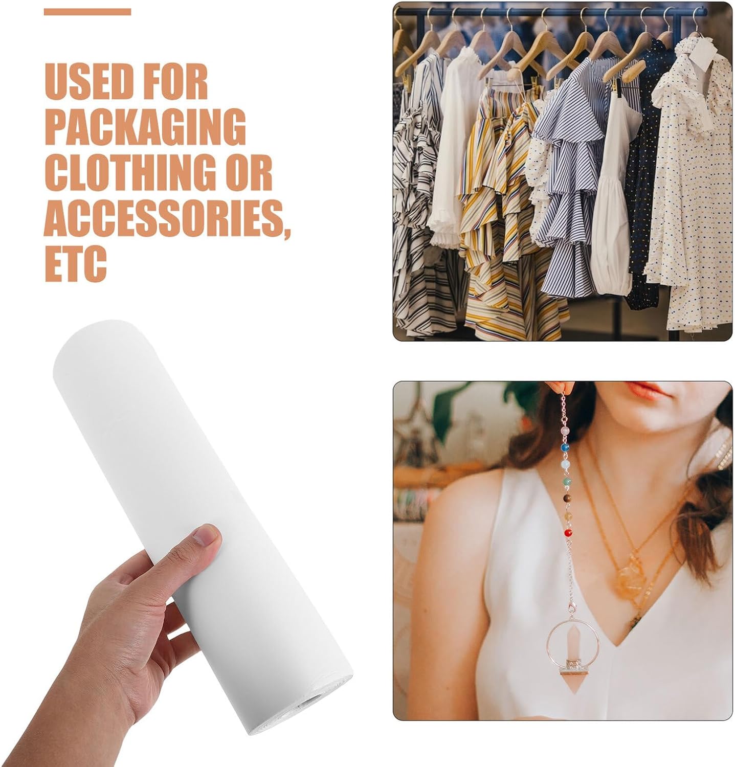 Healifty White Interleaving Tissue Paper Roll 30cm X 135m 26gsm Acid-Free Archival Packing Sheets for Textile Storage, Craft Wrapping, and Party Favor Box Filler